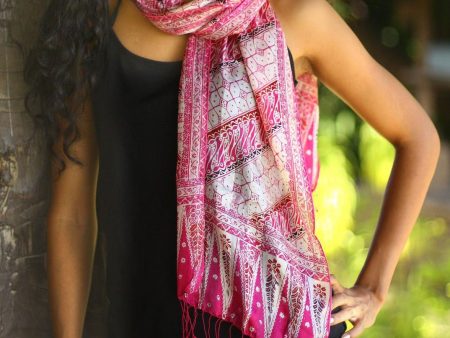 Pink Fantasy Silk Batik Scarf Hot on Sale