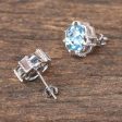 Peaceful Paradise Blue Topaz & Silver Button Earrings Sale