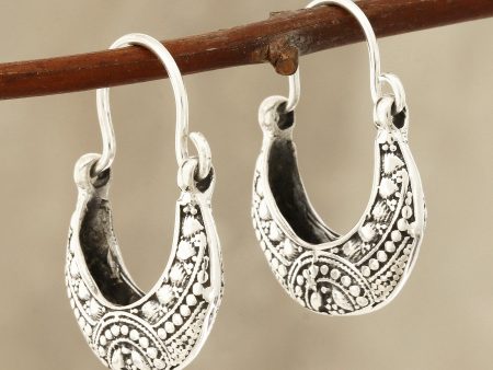 Mystic Cradle Sterling Silver Hoop Earrings Crafted in India Online Sale