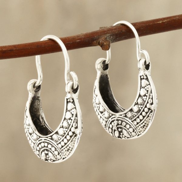 Mystic Cradle Sterling Silver Hoop Earrings Crafted in India Online Sale