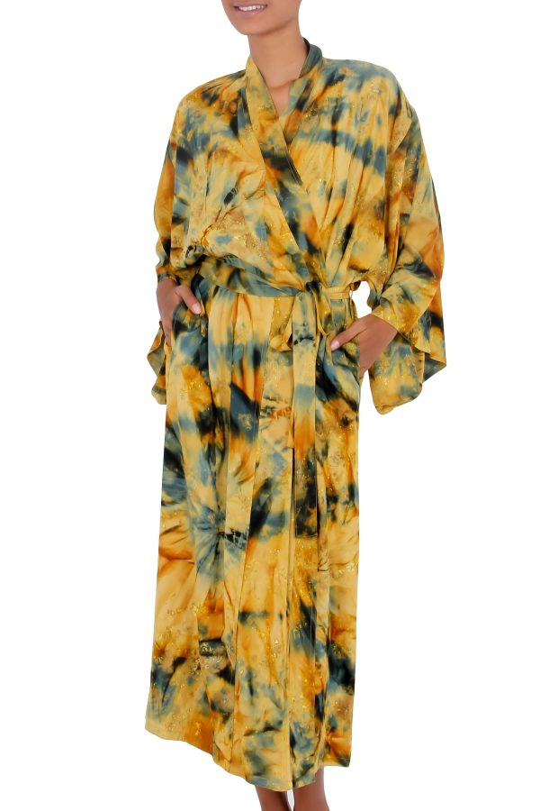 Golden Firebirds Yellow Women s Batik Robe Fashion