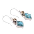 Sky Fragments Citrine and Composite Turquoise Dangle Earrings from India Online now