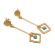 Square Dazzle 22k Gold Plated Chalcedony Dangle Earrings from India For Discount