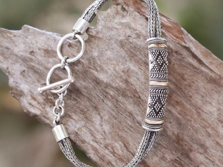 Naga s Mystery Gold & Silver Braided Chain Bracelet For Sale