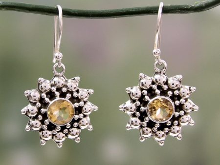 Star Citrine & Silver Dangle Earrings Fashion