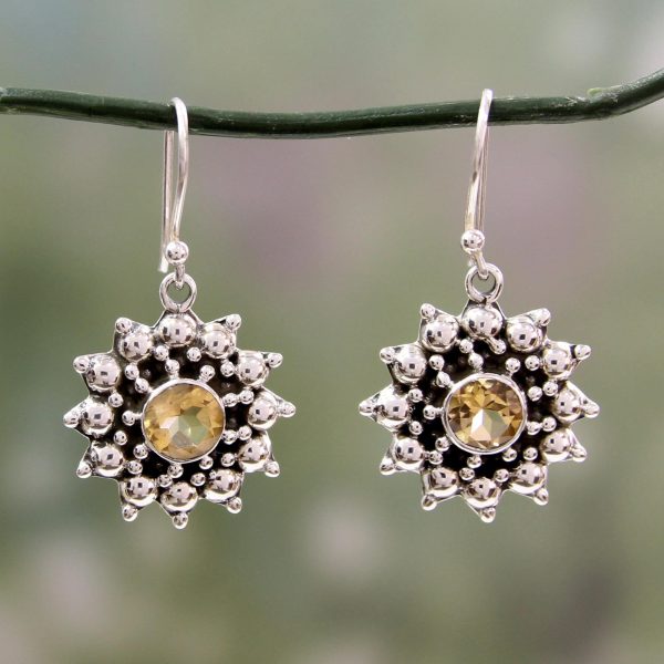 Star Citrine & Silver Dangle Earrings Fashion