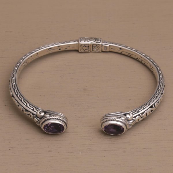 Magical Attraction Amethyst Hinged Cuff Bracelet For Sale