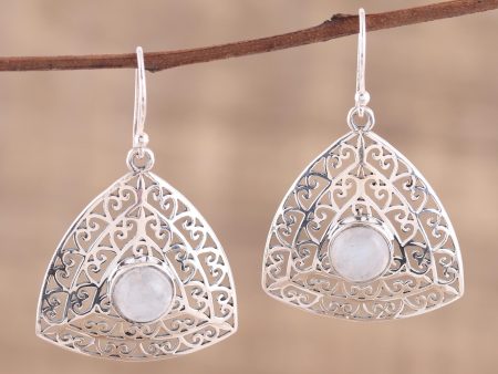 Jali Frieze Rainbow Moonstone and Sterling Silver Dangle Earrings Online