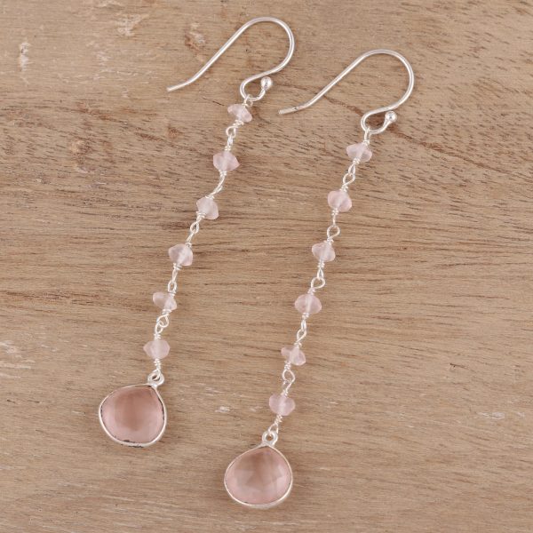 Morning Drops 4-Carat Rose Quartz Dangle Earrings from India Sale