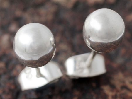 Polished Sphere Sterling Silver Earrings Cheap