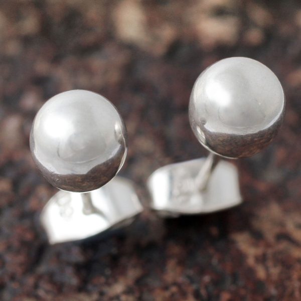 Polished Sphere Sterling Silver Earrings Cheap