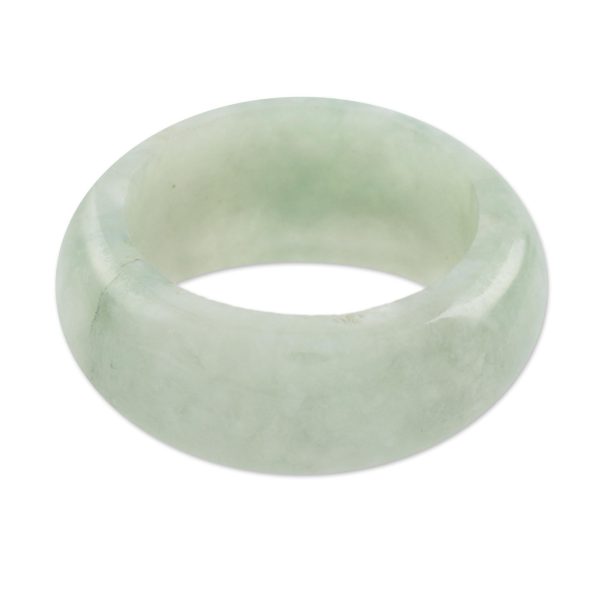 Pale Green Halo Jade Band Ring For Discount