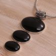 Night Ovals Onyx & Silver Pendant Necklace Fashion