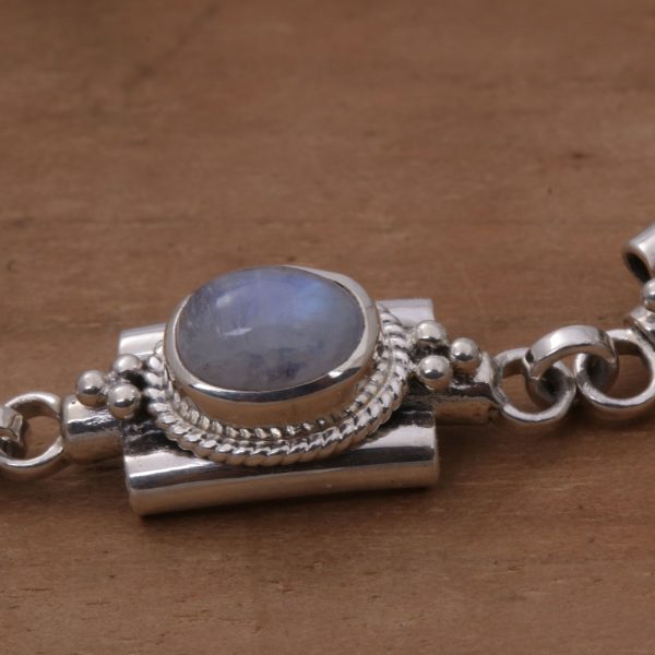 Misty Domes Silver & Rainbow Moonstone Bracelet Online