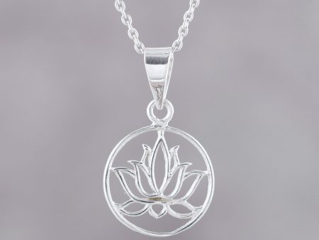 Lotus in Bloom Handcrafted Sterling Silver Lotus Bloom Pendant Necklace Cheap