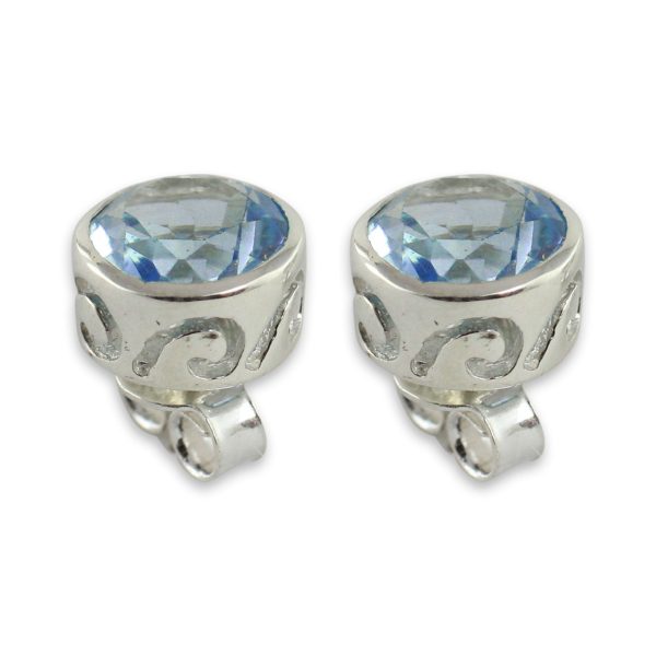 Spark of Life Blue Topaz Silver Wave Earrings Online