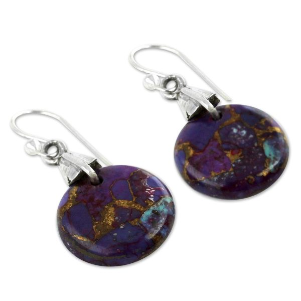 Purple Turquoise Moon & Sterling Silver Dangle Earrings Hot on Sale