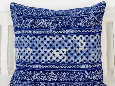 Square Modern Indigo Batik Patterned Indigo Cotton Cushion Cover Cheap