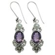 Queen of Flowers Amethyst & Pearl Dangle Earrings Hot on Sale