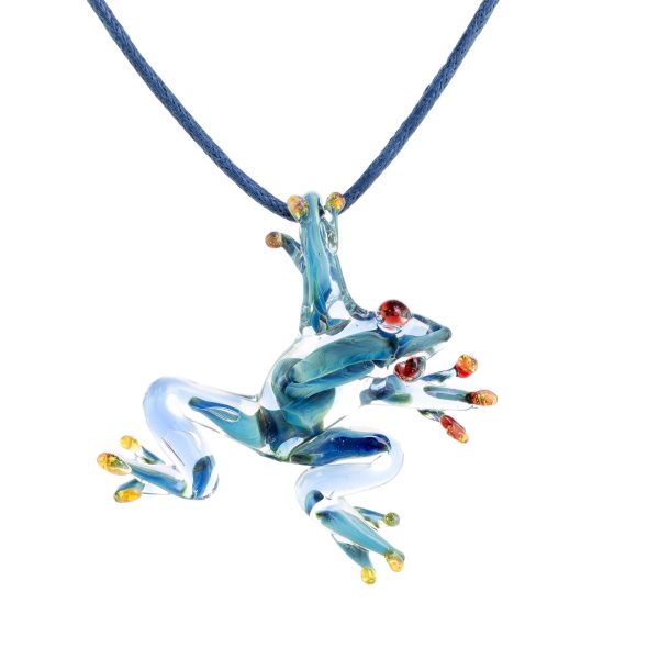 Red-Eyed Frog Glass Pendant Necklace on Sale