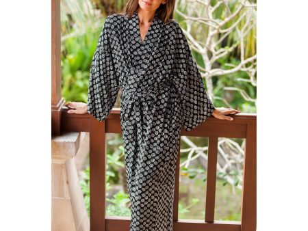 A Thousand Swirls Black & White Rayon Robe Cheap