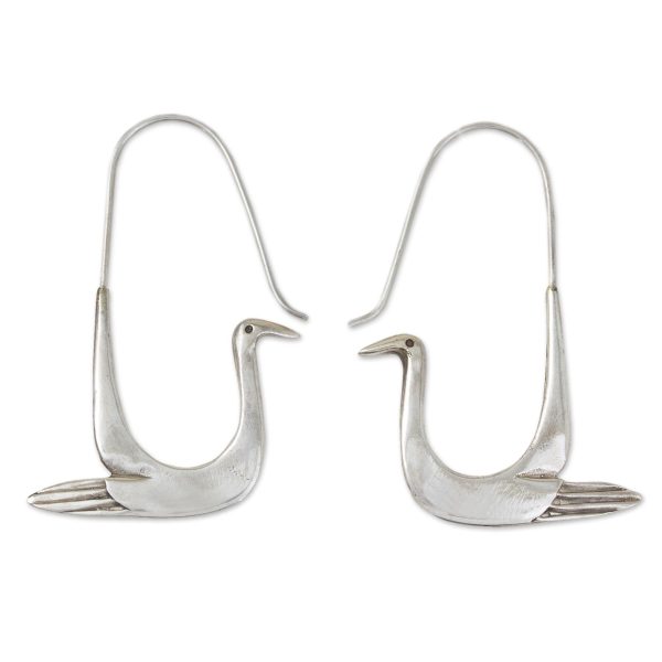 Sterling Silver Dove Hoop Earrings For Sale