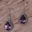 Sparkling Dew Amethyst & Silver Dangle Earrings Hot on Sale