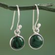 Malachite Spheres Silver Dangle Earrings Cheap