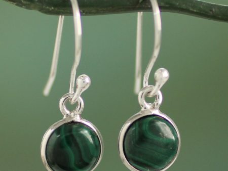 Malachite Spheres Silver Dangle Earrings Cheap