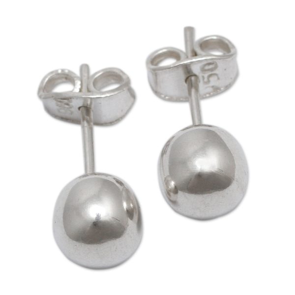 Polished Sphere Sterling Silver Earrings Cheap