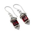 Red Lantern Garnet & Silver Dangle Earrings Discount