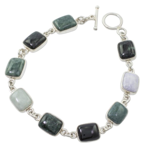 Ya ax Chich Colors Jade & Silver Link Bracelet Online now