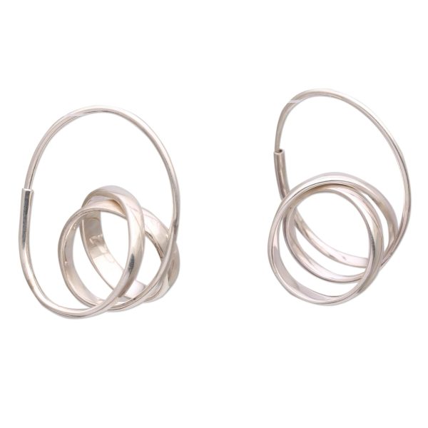 Modern Curls Silver Hoop Earrings Supply