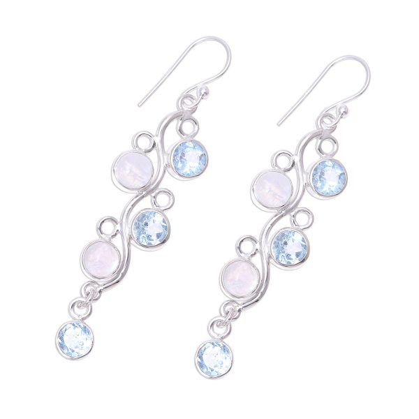 Morning Climber Blue Topaz Moonstone Earrings Online Hot Sale