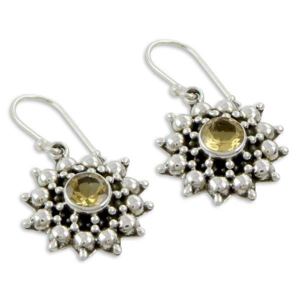 Star Citrine & Silver Dangle Earrings Fashion