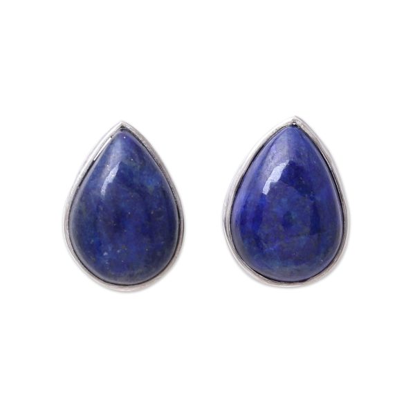 Mystic Tears Teardrop Lapis Lazuli Button Earrings from India Online Hot Sale