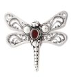 Scarlet Dragonfly Sterling Silver & Garnet Brooch Cheap