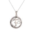 Meditative Medallion Sterling Silver Om Pendant Necklace from India Sale