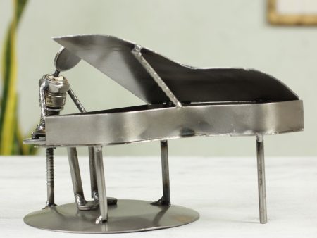 Rustic Piano Man Recycled Metal Statuette Sculpture For Cheap