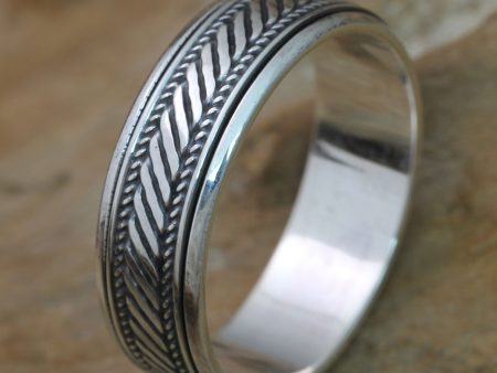 Speed Sterling Silver Handcrafted Spinner Ring on Sale