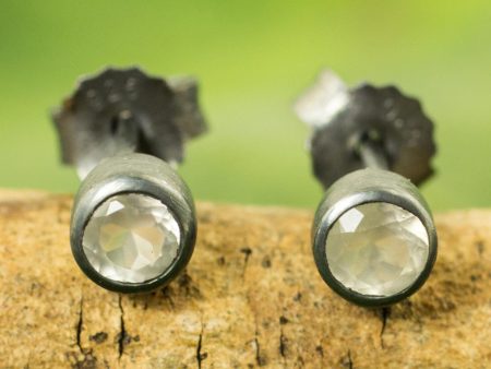 Snow Glow Moonstone Silver Stud Earrings For Cheap