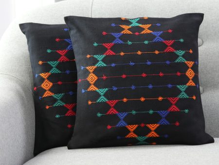 Multicolor Cotton Throw Pillow Cover,  Festival Galaxy  (Pair) on Sale