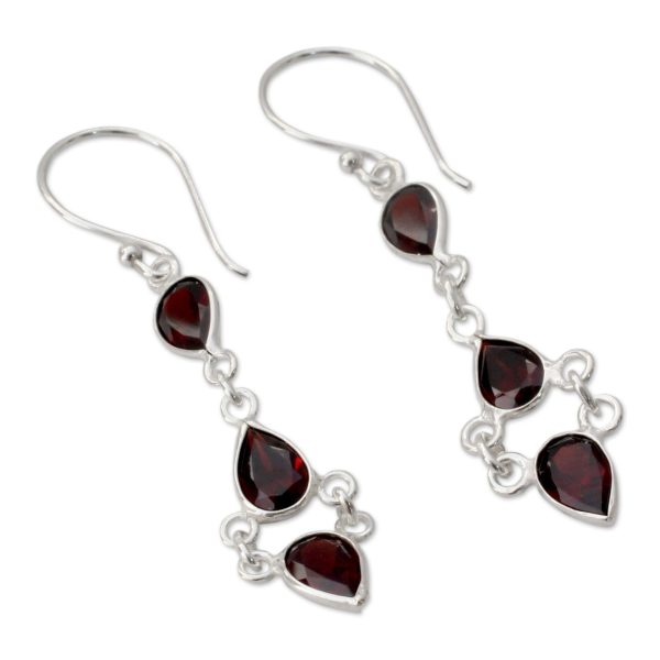 Mystic Wonder Garnet & Silver Dangle Earrings Online Hot Sale