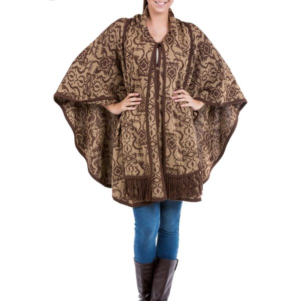 Nazca Flora Alpaca Blend Ruana Poncho Online Hot Sale