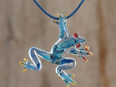 Red-Eyed Frog Glass Pendant Necklace on Sale