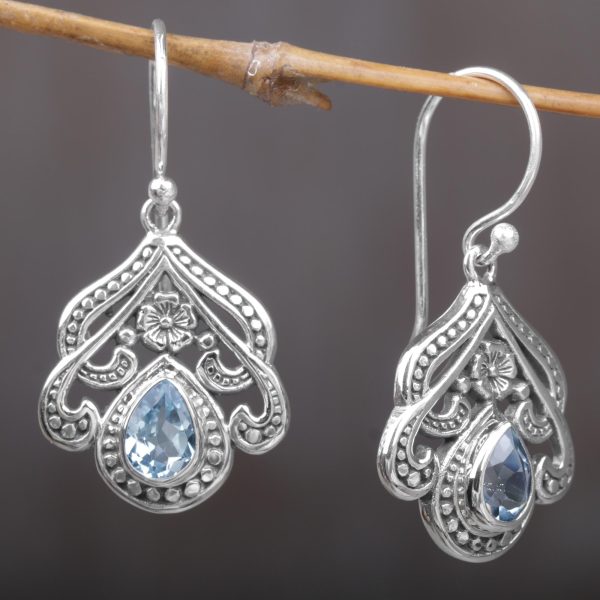 Summer Raindrops Blue Topaz Silver Dangle Earrings Online Sale