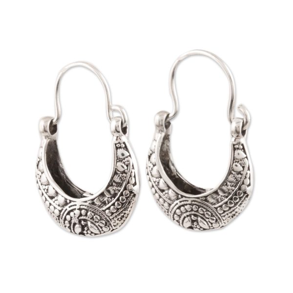 Mystic Cradle Sterling Silver Hoop Earrings Crafted in India Online Sale