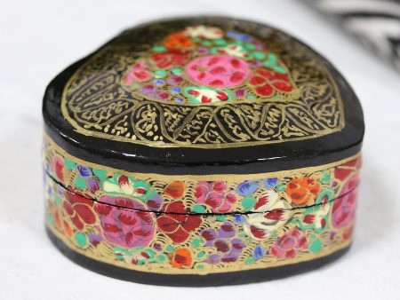 Love of Flowers Hand-Painted Floral and Metallic Gold Heart Decorative Box Sale