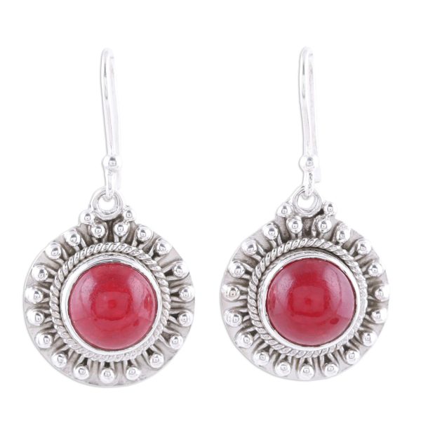 Red Mystique Jasper & Sterling Silver Earrings Discount