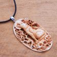 Setra Wolf Cow Bone Leather Pendant Necklace Cheap